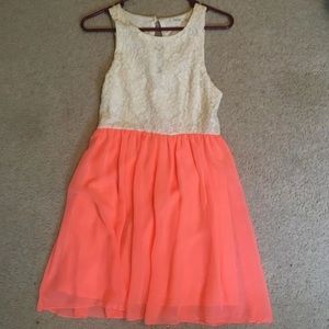 White and coral dress